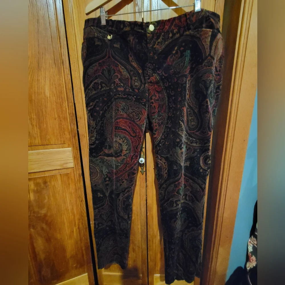 Ralph Lauren Paisley Velvet Pants - Picture 1 of 5